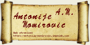 Antonije Momirović vizit kartica